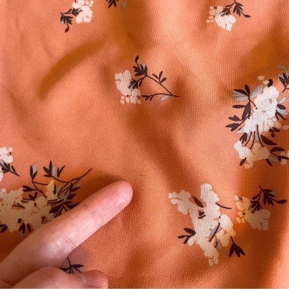 AVA & VIV Plus Size Floral Pleated Midi Dress Peach Pink Orange Hi-Lo 1X NO BELT - Picture 14 of 16